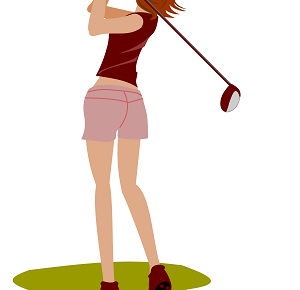 シングル級の女性ゴルファーのスイング画像